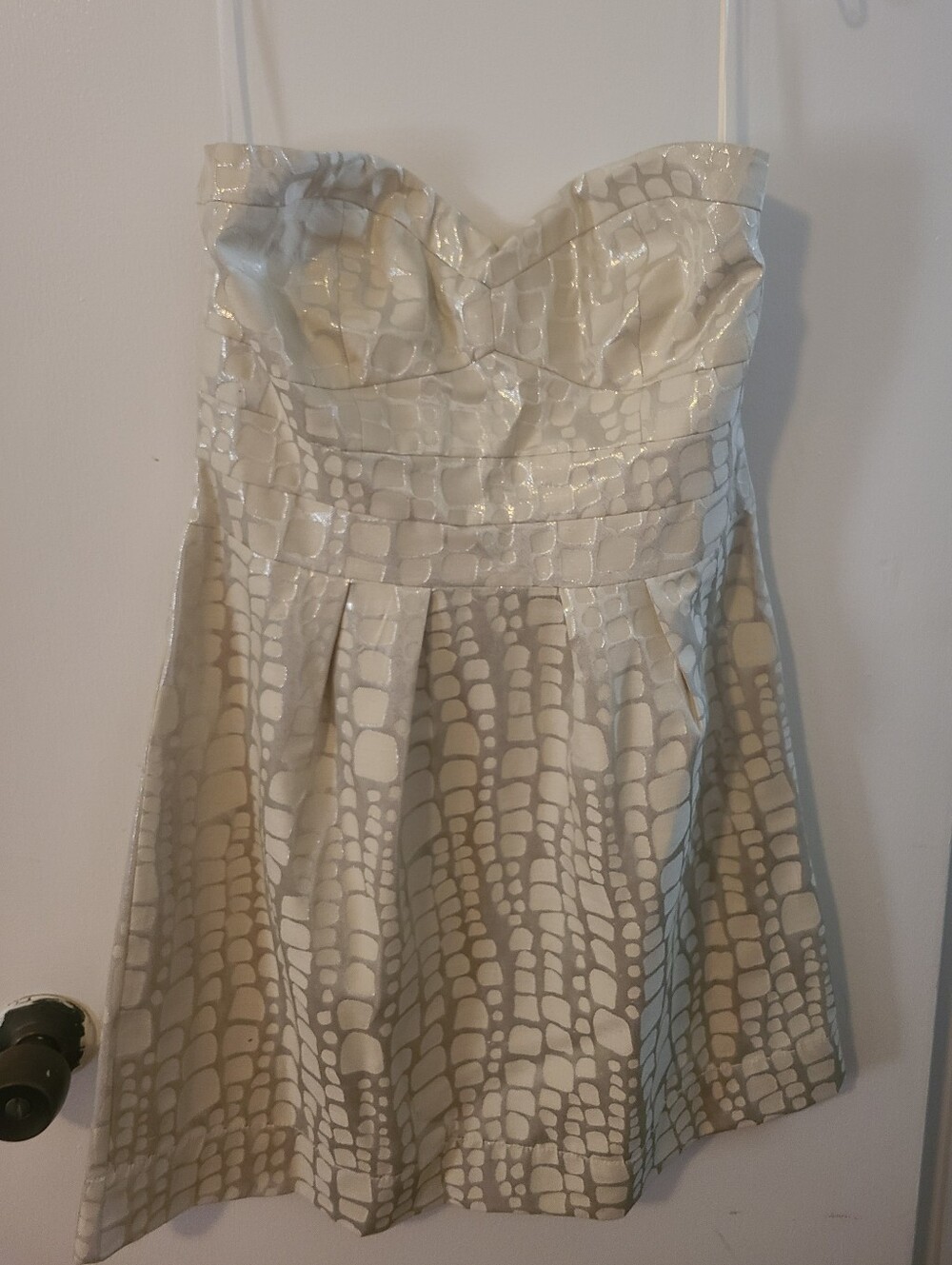 American Eagle AE Strapless Cream Patterned Party Dress size 10